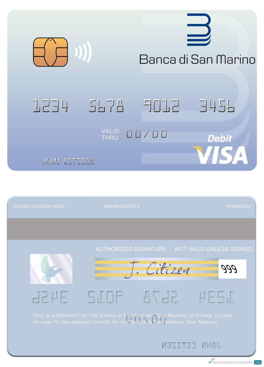 Download San Marino Banca di San Marino visa debit card Photoshop template